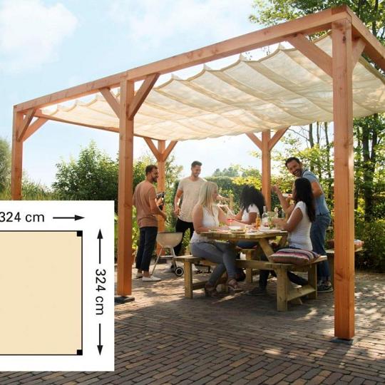 Douglas pergola houtpakket 324 x 324 cm t.b.v. schaduwdoek 290 x 300 cm, kleurloos geïmpregneerd.