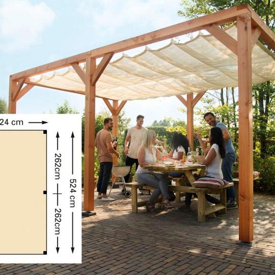 Douglas pergola houtpakket 324 x 524 cm t.b.v. schaduwdoek 290 x 500 cm, kleurloos geïmpregneerd.