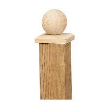 Paalornament bol op plaat 8 x 8 cm hout.