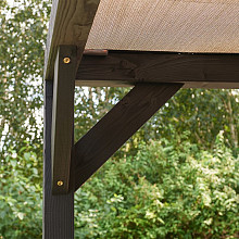 Vuren pergola houtpakket 300 x 300 cm t.b.v. strakdoek 292 x 292 cm, zwart gedompeld.