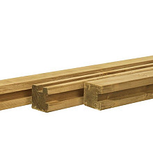 Grenen sleufpaal 8,8 x 8,8 x 270 cm, t.b.v. 28 mm profielplanken, eindpaal, groen geïmpregneerd.