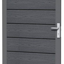 Composiet deur met houtmotief in aluminium frame 90 x 183 cm, antraciet.