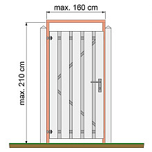 Tuindeurkozijn douglas met aanslaglat, max. 160 cm breed.