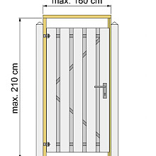 Tuindeurkozijn geschaafd grenen met aanslaglat, max. 160 cm breed, groen geïmpregneerd.