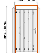 Tuindeurkozijn hardhout met aanslaglat, max. 160 cm breed.