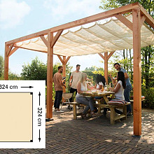 Douglas pergola houtpakket 324 x 324 cm t.b.v. schaduwdoek 290 x 300 cm, kleurloos geïmpregneerd.