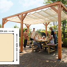 Douglas pergola houtpakket 324 x 424 cm t.b.v. schaduwdoek 290 x 400 cm, kleurloos geïmpregneerd.